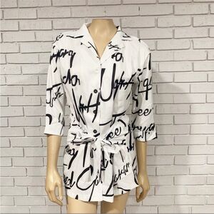 CBR White Surplice Printed Wrap Top